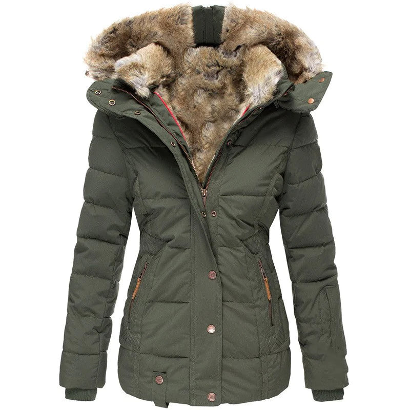 Winter Puffer Jacket with Faux Fur