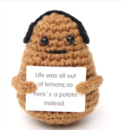 Crocheted Wool Positive Energy Potato – handcrafted with a facial expression