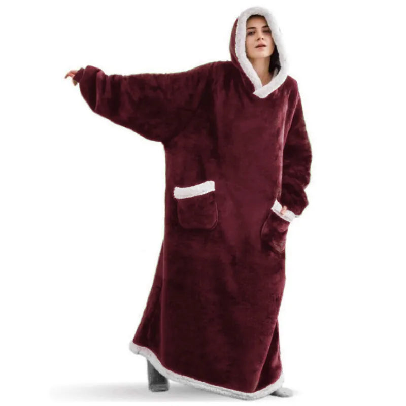 Hooded Flannel TV Blanket Sweater