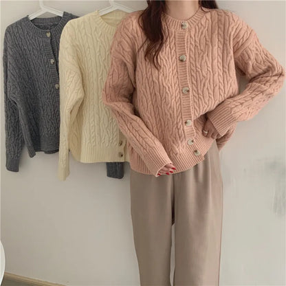 Cardigan loose long sleeve knitted sweater women