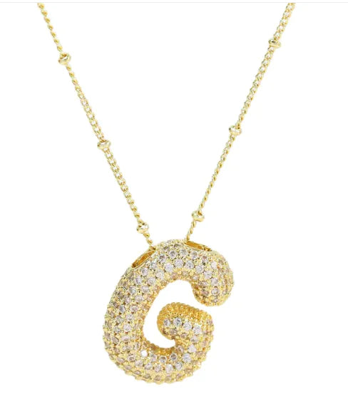 Brass Zircon Letter Necklace