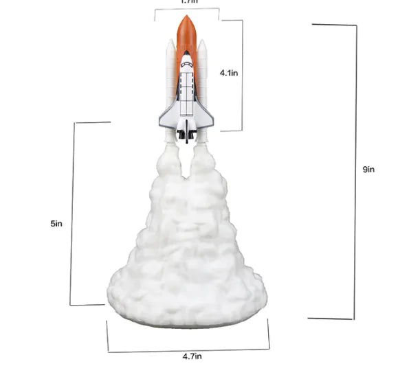 Rocket Night Lamp with Colorful LED Clouds