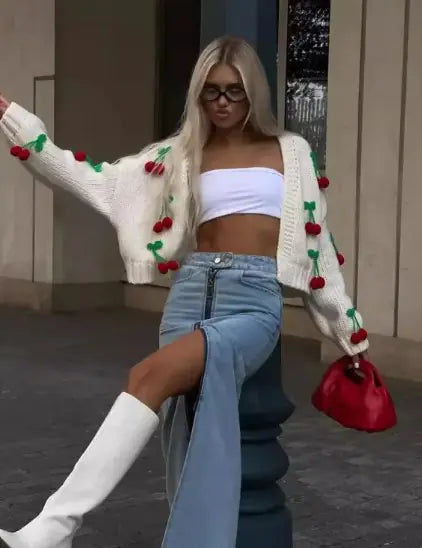 Knitted Cherry Sweater