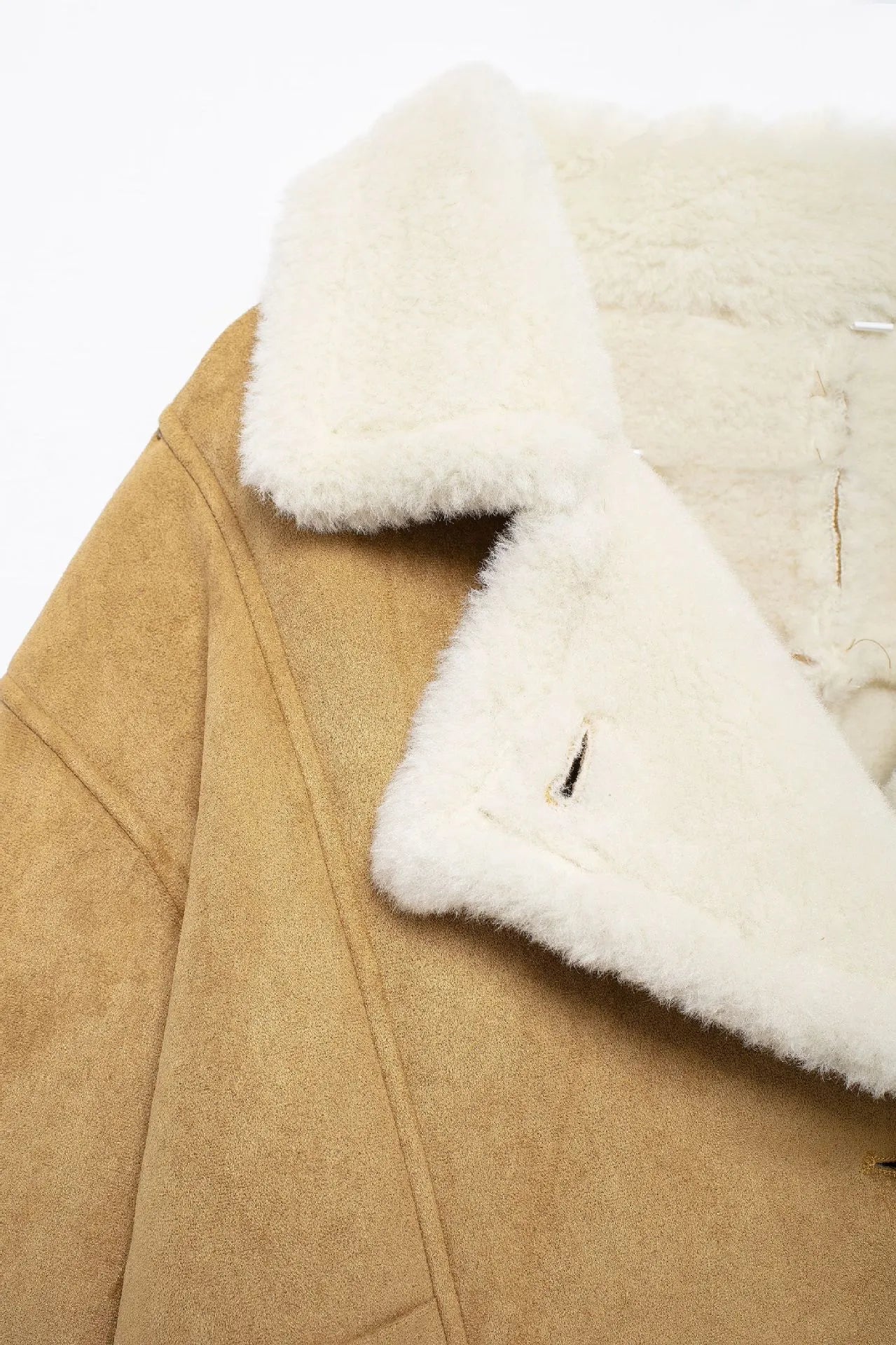 Fashion Loose And Warm Vintage Lamb Wool Khaki Coat