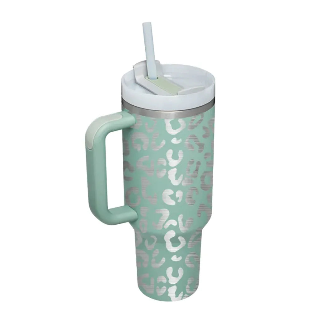 40oz Insulated Tumbler with Handle and Straw