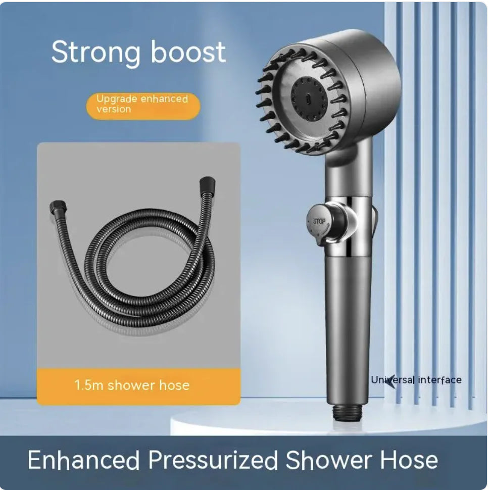 Adjustable High-Pressure Shower Head with Hose