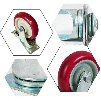 4 Pack 5 Inch Caster Wheels Swivel Plate Polyurethane Wheels Heavy Duty Wheels