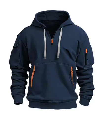 Cotton Dropped Shoulder Hooded Sweatshirt