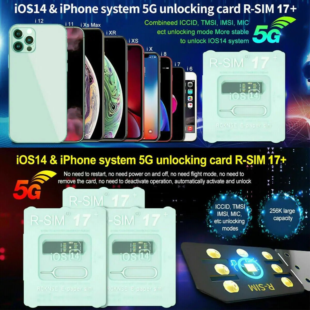 R-SIM17 2022 RSIM Nano Unlock Card For iPhone 13 12 11 Pro Max X XR iOS15 RSIM17