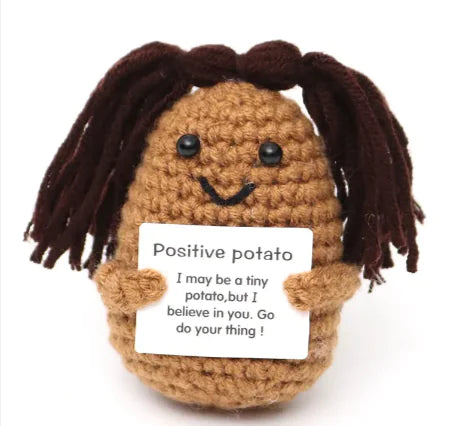 Crocheted Wool Positive Energy Potato – handcrafted with a facial expression