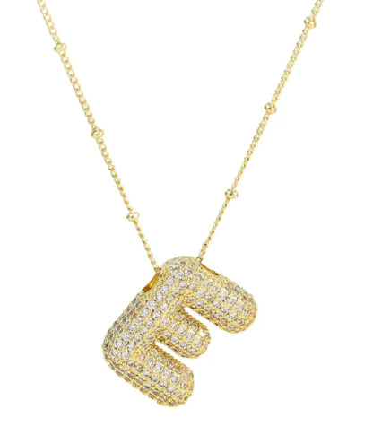 Brass Zircon Letter Necklace