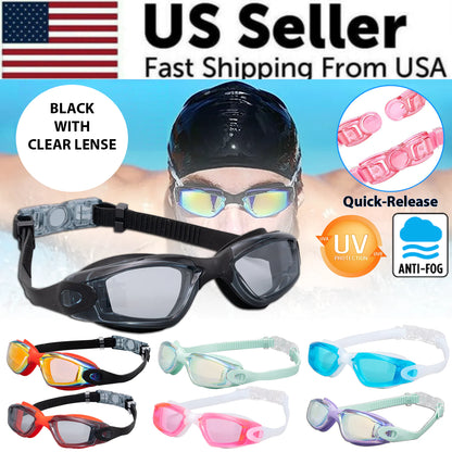 Clear Comfortable Swimming Goggles UV- Anti-Fog Swim Glasses Mirror Adult &amp; Kids