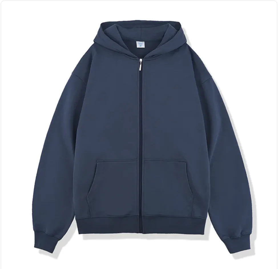 Autumn Winter Terry Hooded Zipper Sweater