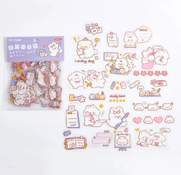 Cute Cartoon Animal Stickers - Bear, Rabbit &amp; More - Waterproof PET Diary Decals