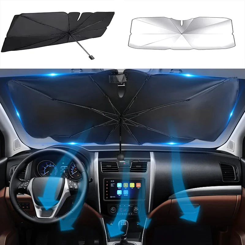 57&quot; Car Windshield Sun Shade Foldable Umbrella Front Window Cover Visor Umbrella