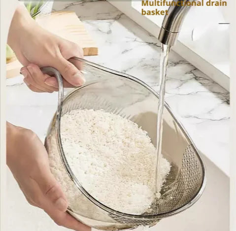 3-in-1 Drain Basket – Rice Washer, Veggie Basin, &amp; Fruit Strainer