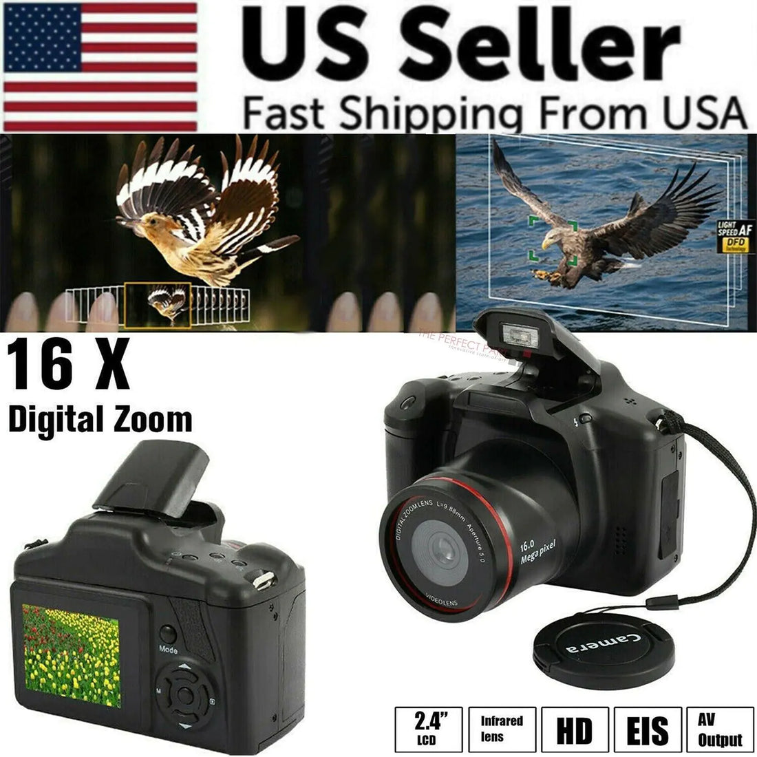 Digital Camera 3.0 Inch TFT LCD Screen 16X Zoom HD 16MP 1080P Anti-Shake Mic US