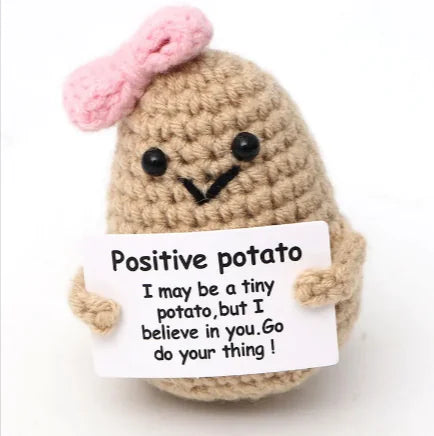 Crocheted Wool Positive Energy Potato – handcrafted with a facial expression