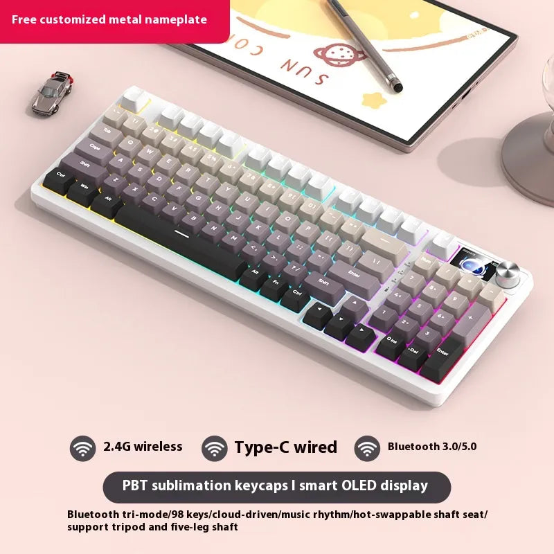 98 Key Wireless Bluetooth Three-model Mechanical Keyboard Gaming Electronic Sports Office