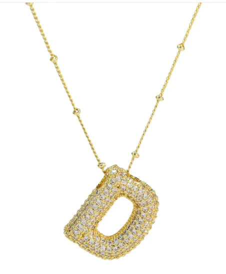 Brass Zircon Letter Necklace