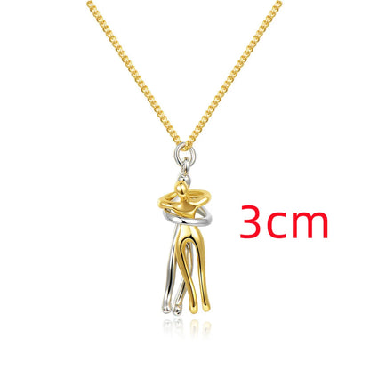 Couple Hugging Pendant Necklace for Women