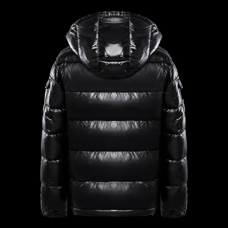 Black Glossy Down Jacket - Couples Coat