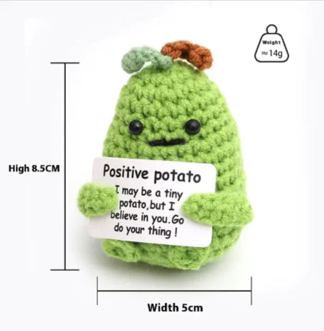 Crocheted Wool Positive Energy Potato – handcrafted with a facial expression