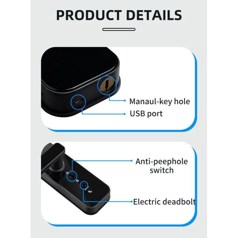 Cat Eye Camera Smart Fingerprint Password Timber Door Lock