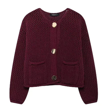 Basic Round Neck Knitted Cardigan