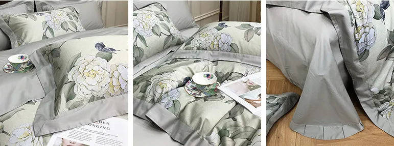 European Style Cotton Digital Printing Four-piece Set Silky And Delicate