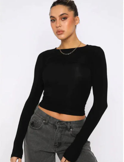 Casual Knit Long Sleeve T-shirt