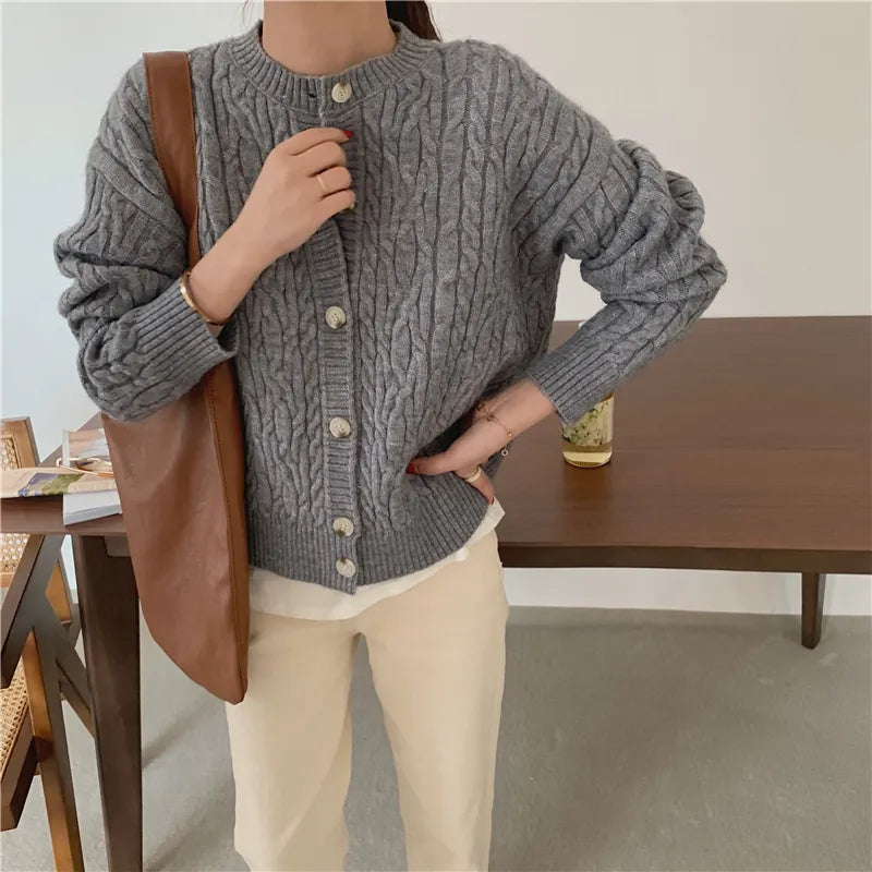 Cardigan loose long sleeve knitted sweater women