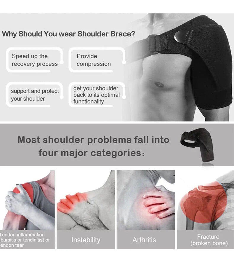 Shoulder Brace Support Compression Sleeve Torn Rotator Cuff AC Joint Pain Relief