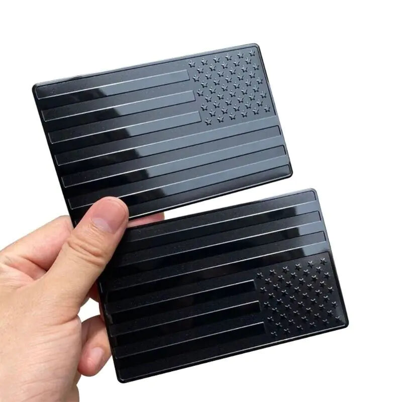 2PCS Metal USA Flag Sticker American Car Truck Decal Emblem Black