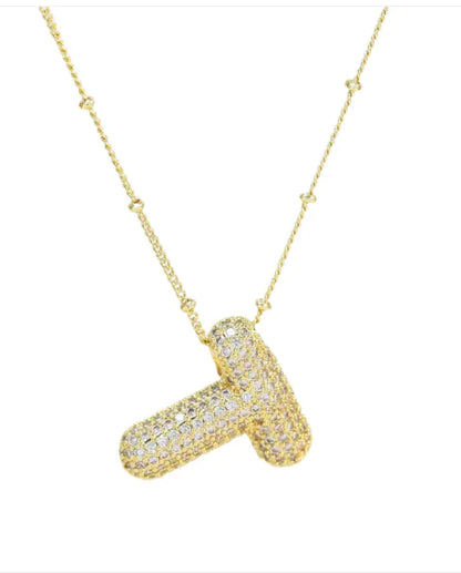 Brass Zircon Letter Necklace