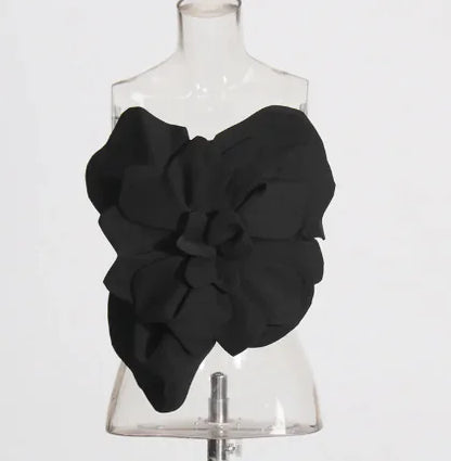 Three-dimensional Flower Backless Tube Top Vest