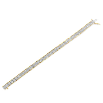 14K Gold 5.00 Cttw Square Princess Cut White Diamond Rectangular Invisible Set Link Tennis Bracelet (H-I Color, SI2-I1 Clarity) - 7.25” Inches