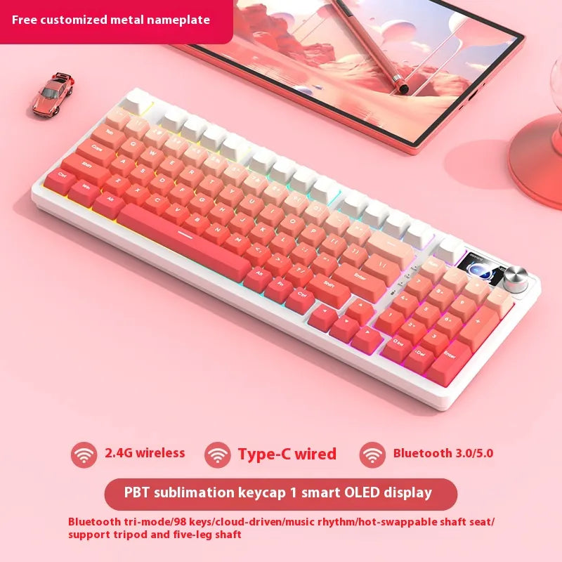 98 Key Wireless Bluetooth Three-model Mechanical Keyboard Gaming Electronic Sports Office