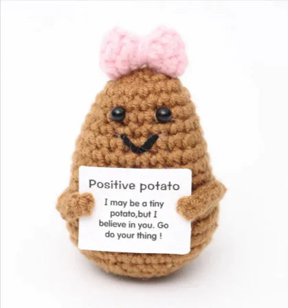 Crocheted Wool Positive Energy Potato – handcrafted with a facial expression