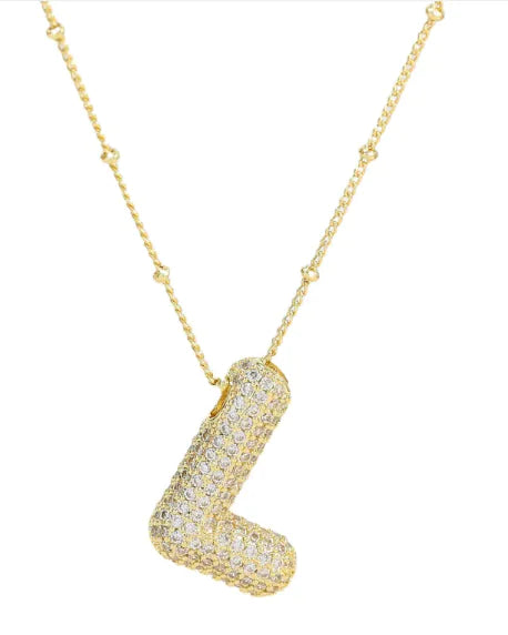 Brass Zircon Letter Necklace