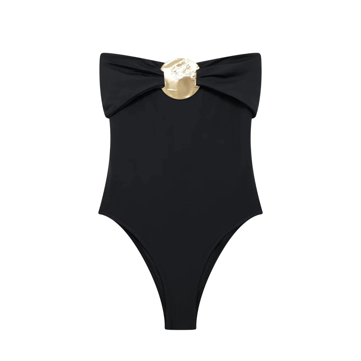 Swimsuit with Gold Metal Accent