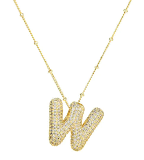 Brass Zircon Letter Necklace