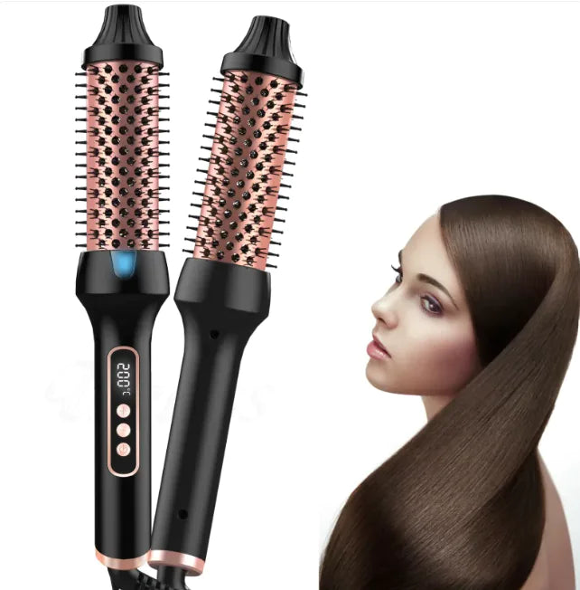 2-in-1 Hair Straightener &amp; Curler Brush with PTC Heating