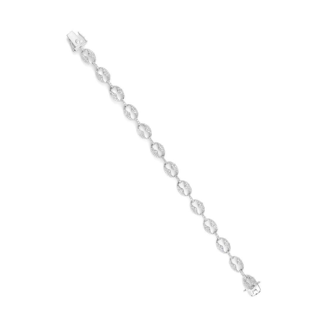 14K White Gold 1 1/2 Cttw Round Diamond Set Link Bracelet (I-J Color, I1-I2 Clarity) - 7&quot;