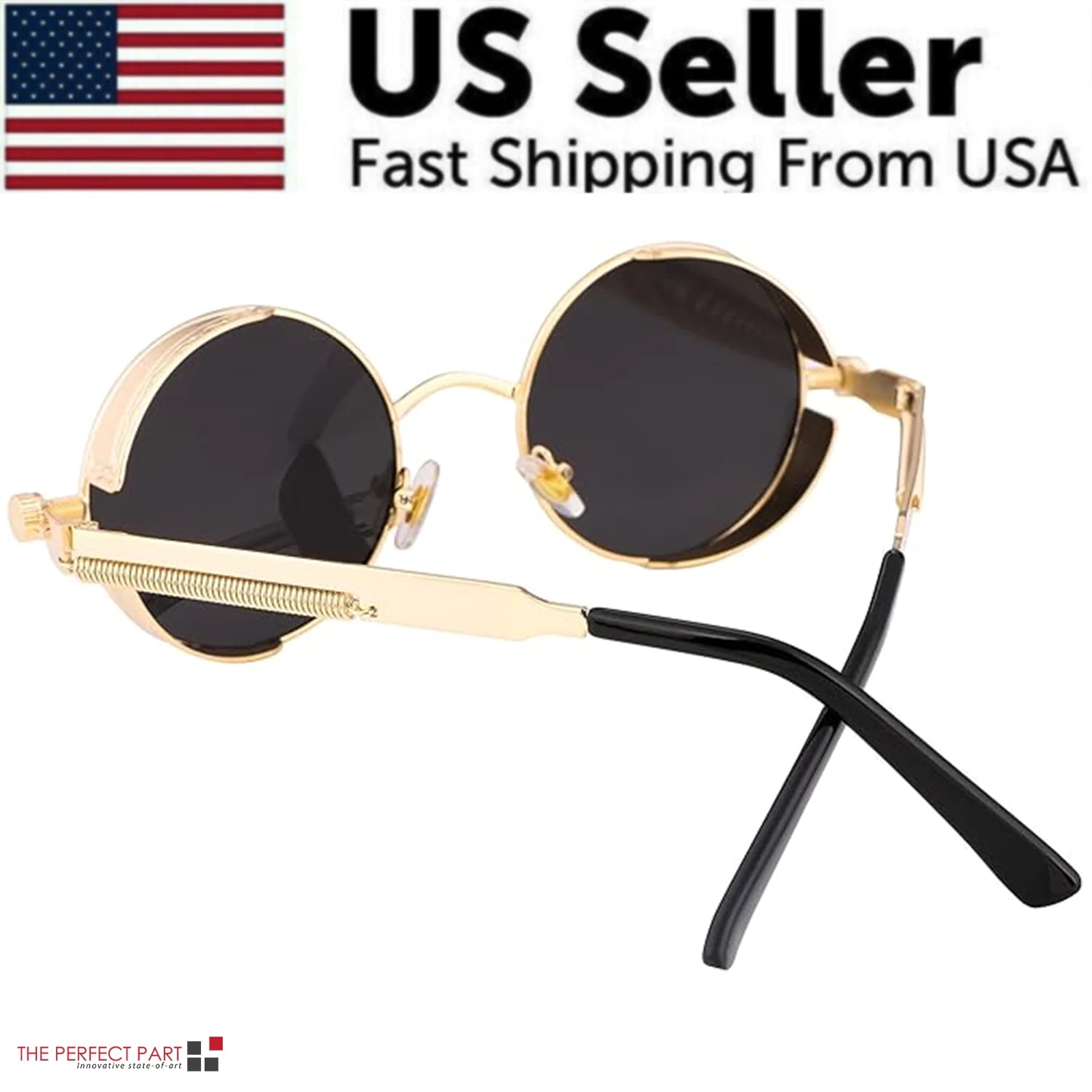 Retro Round Polarized Sunglasses Men Women Vintage Gothic Steampunk Glasses