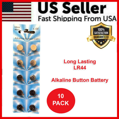 LR44 10 PACK LR44 AG13 A76 L1154 357 303 LED Button 1.5V Cell Alkaline Battery