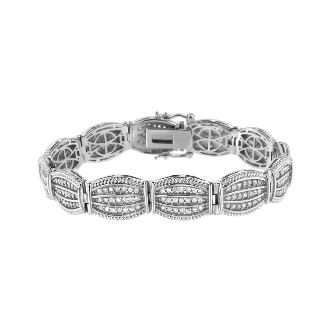 .925 Sterling Silver 3.0 Cttw Prong Set Diamond Art Deco Style Tennis Bracelet (I-J Color, I2-I3 Clarity) - 7.25&quot;