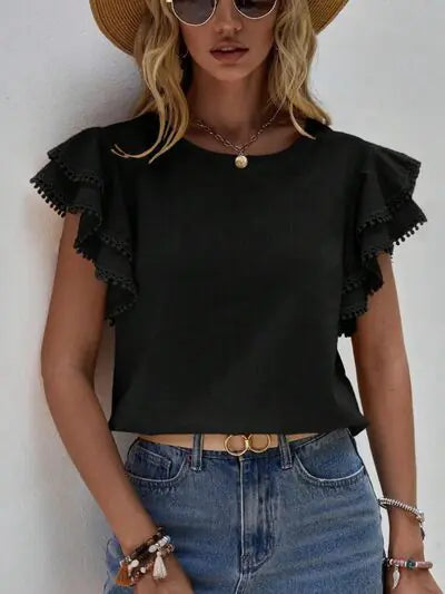 Denise Ruffle Cap Sleeve Blouse-