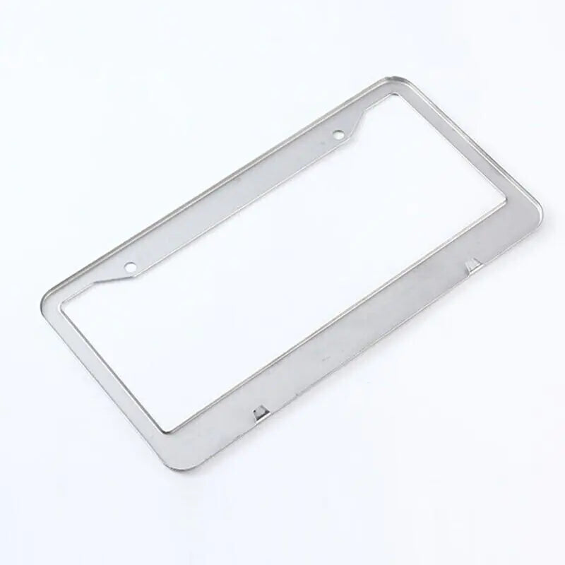 2PCS Chrome Stainless Steel Metal License Plate Frame Tag Cover With Screw Caps