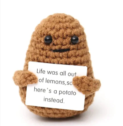 Crocheted Wool Positive Energy Potato – handcrafted with a facial expression